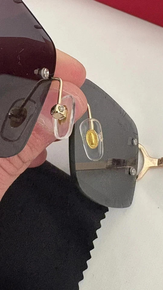 Cartier Big C Diamond Cut Frameless BLACK Lens Gold Frame
