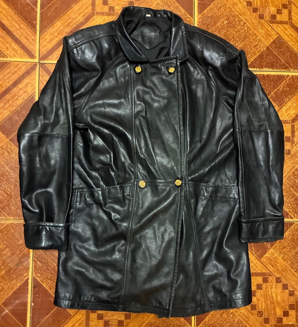 Laura Leigh Ltd. Women’s Vintage Black Jacket Size L Mid-Length Button Pockets