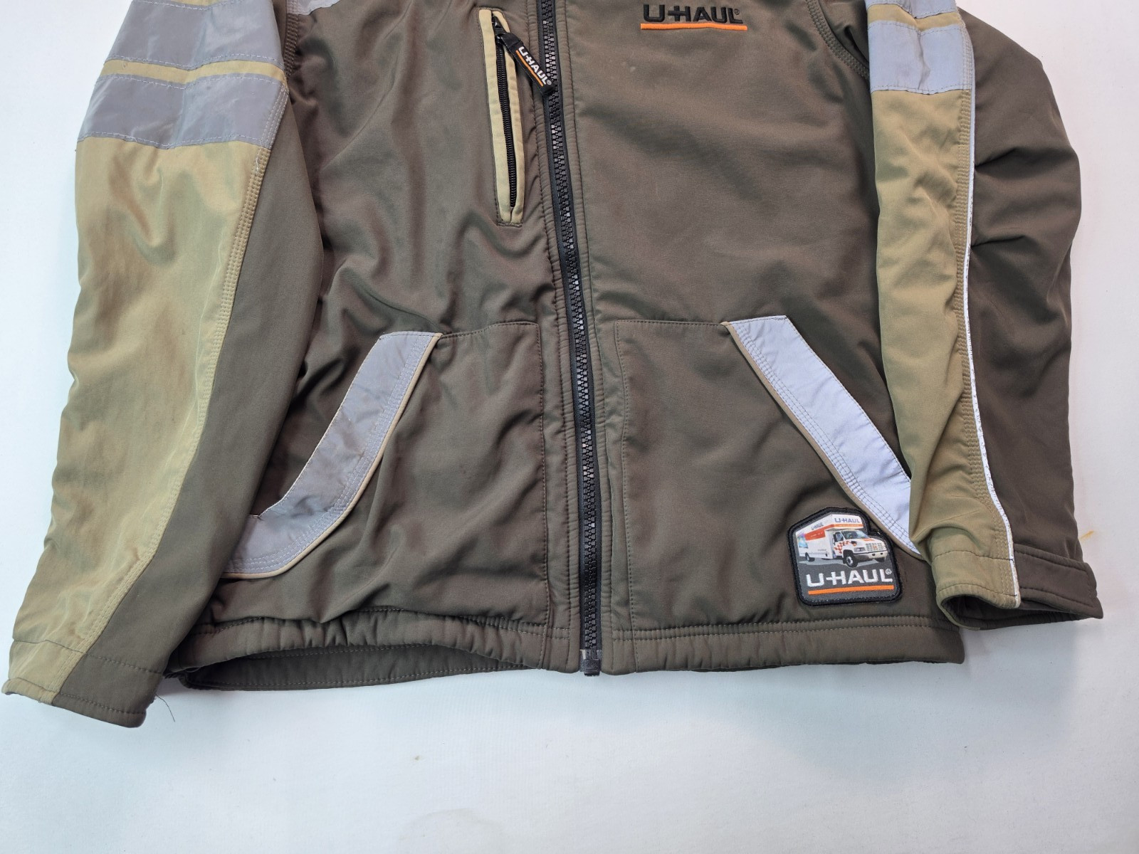 U Haul Reflective Fleece Lined Softshell Employee Work Jacket Mens Size Small S