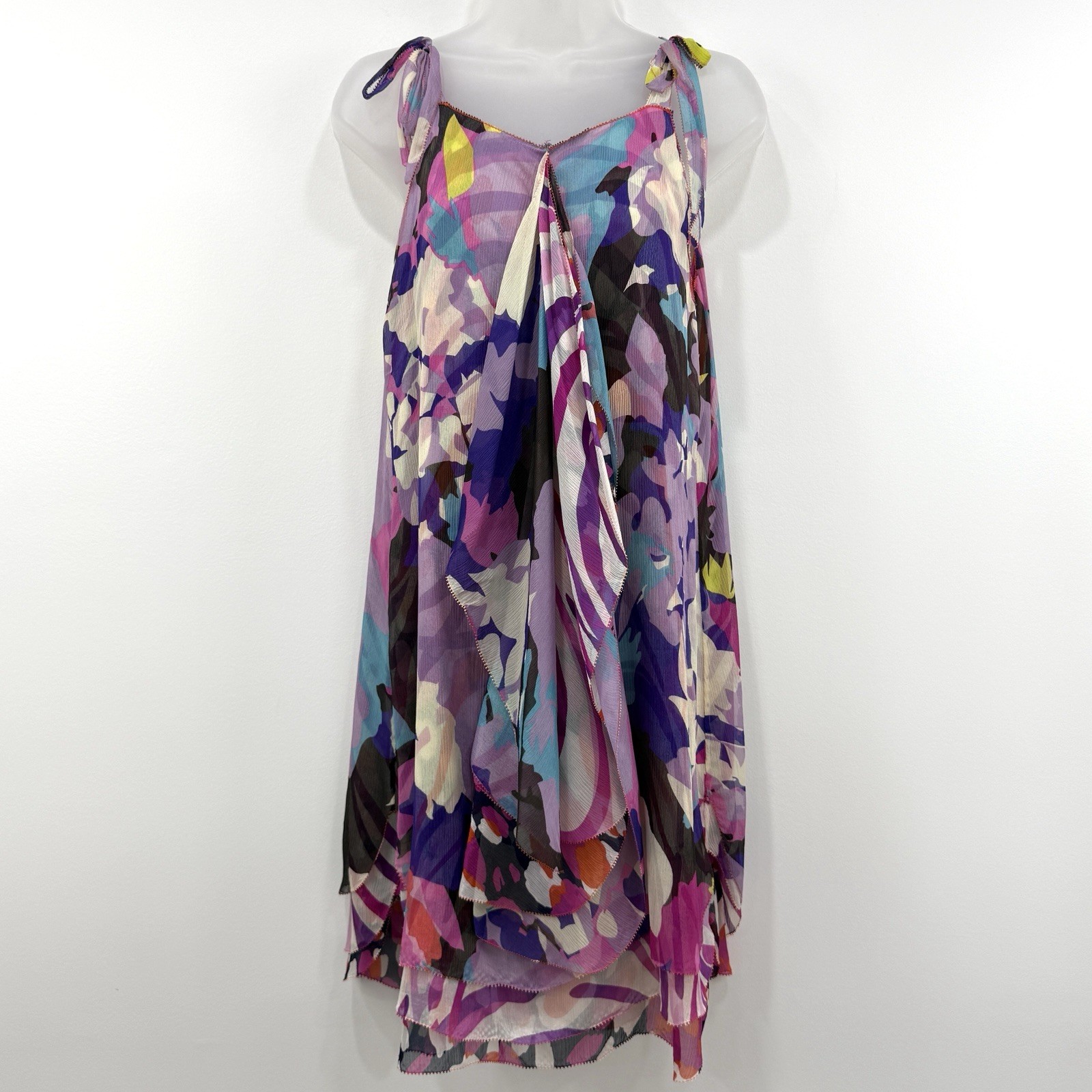 Diane Von Furstenburg 100% Silk Scarf Dress 6 Artsy Beachy Maximalist Resort