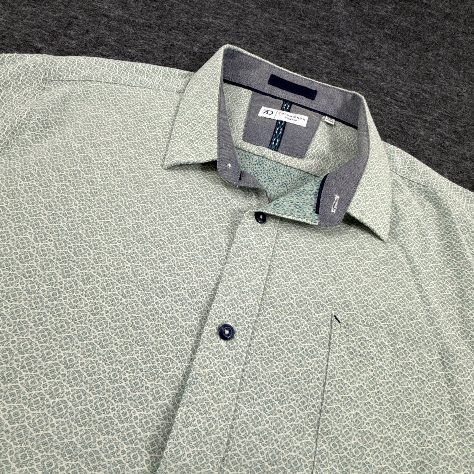 7 Diamonds Men’s Zenith Jacquard Stretch Short Sleeve Shirt Green Men’s Size XXL