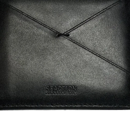 Kenneth Cole Reactions Black Leather Bi Fold Wallet ID Holder 8 Card Slots Men’s