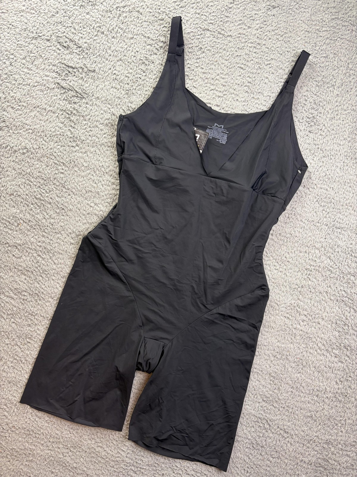 Maidenform Torsette Shapewear Bodysuit Womens 2XL Black Open Bust Bodyshaper