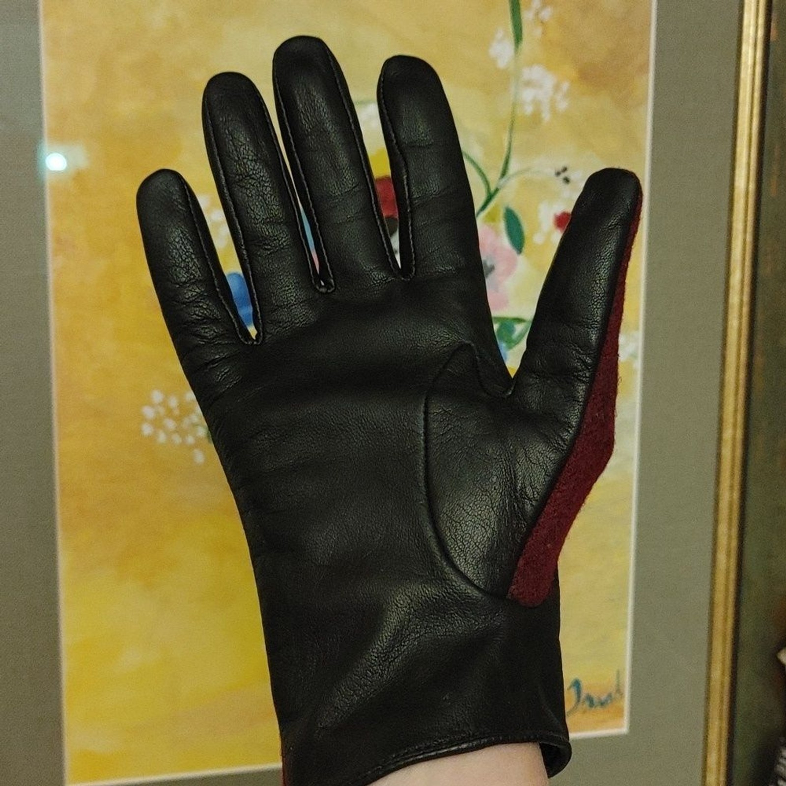 Vintage Eddie Bauer Wool and Leather Gloves Size L