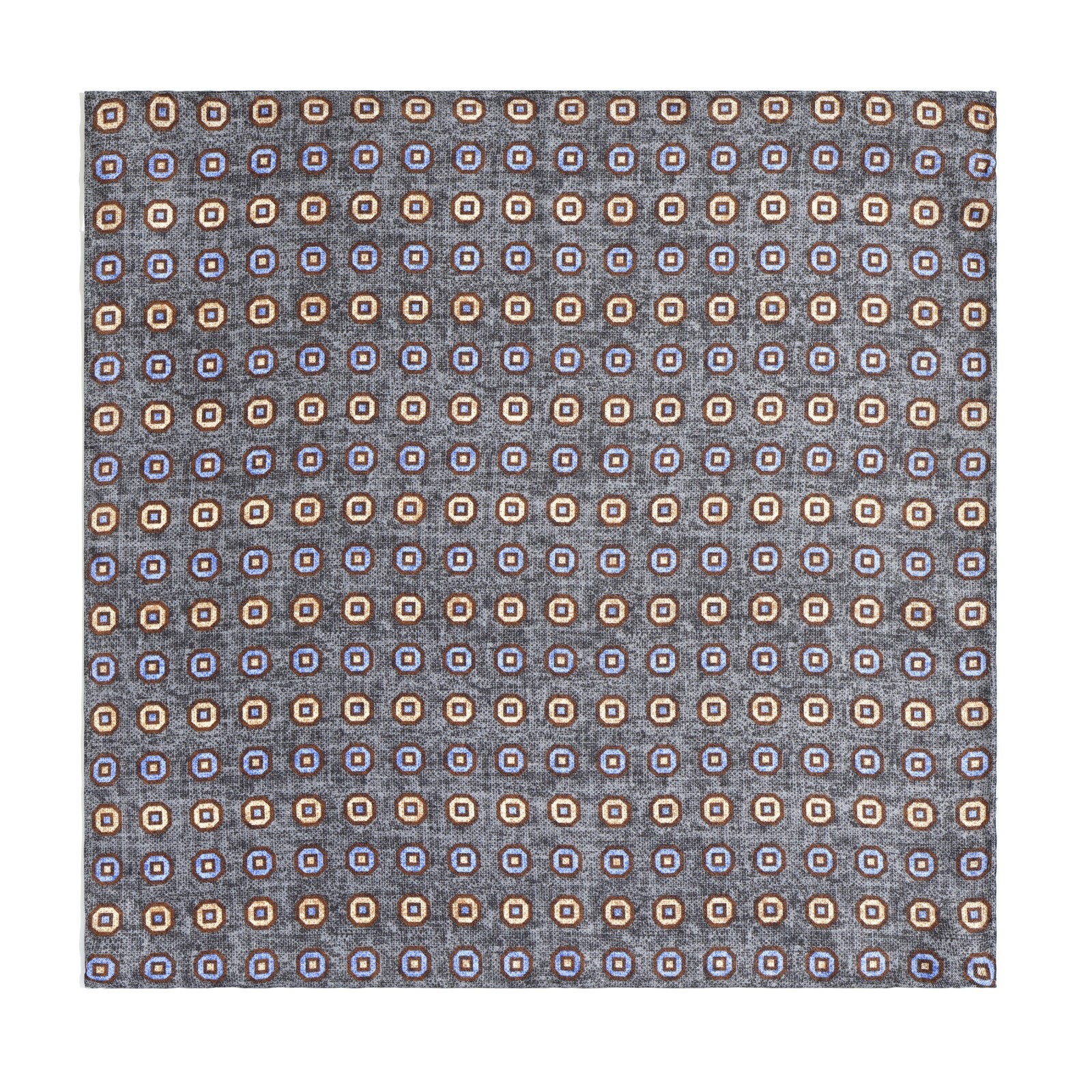 Men’s 100%Silk Twill Handkerchief brownish gray Circle Pocket Square 30cm 11.8in