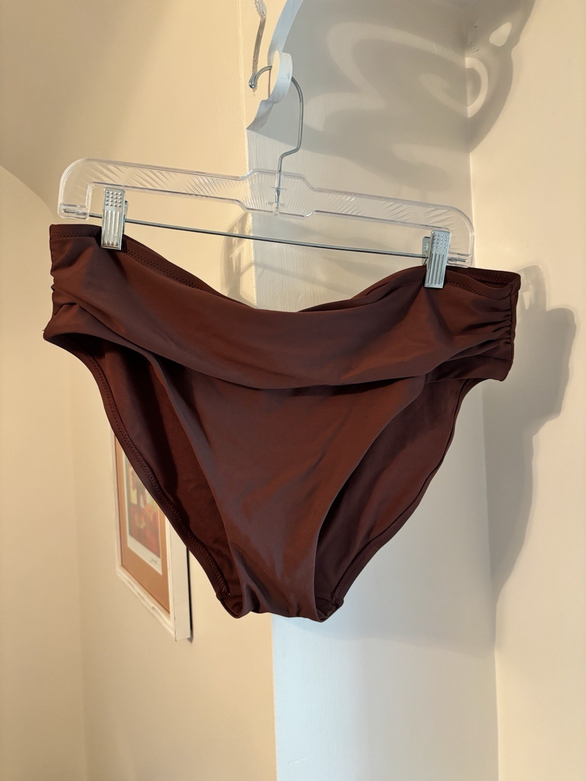 Shade & Shore Foldover High-Waist Bikini Bottom – Chocolate Brown