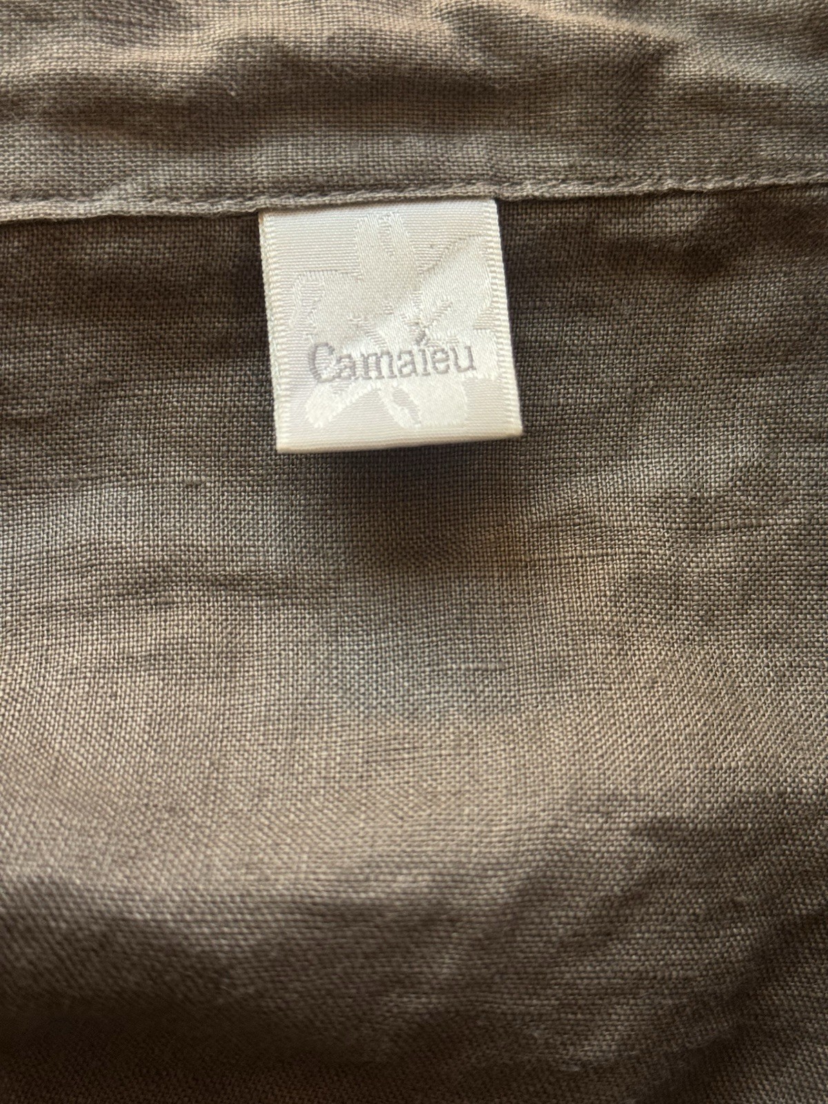 Women’s 100% Linen Button Front Utility Shirt Earthy Neutral Relaxed Sz 12