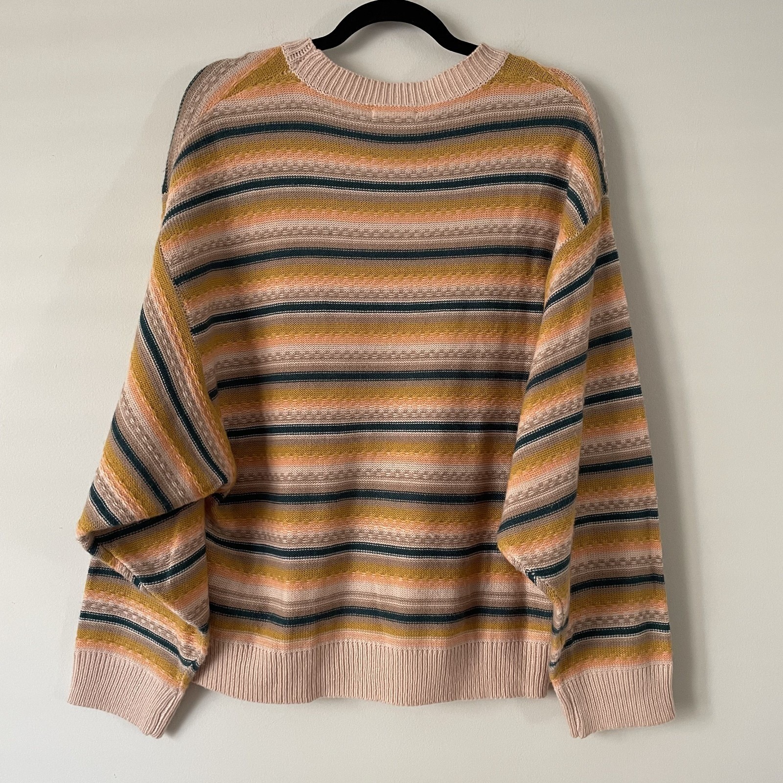 Easel Striped Oversized Slouchy Knit Sweater Size S Boho Casual Travel Lounge
