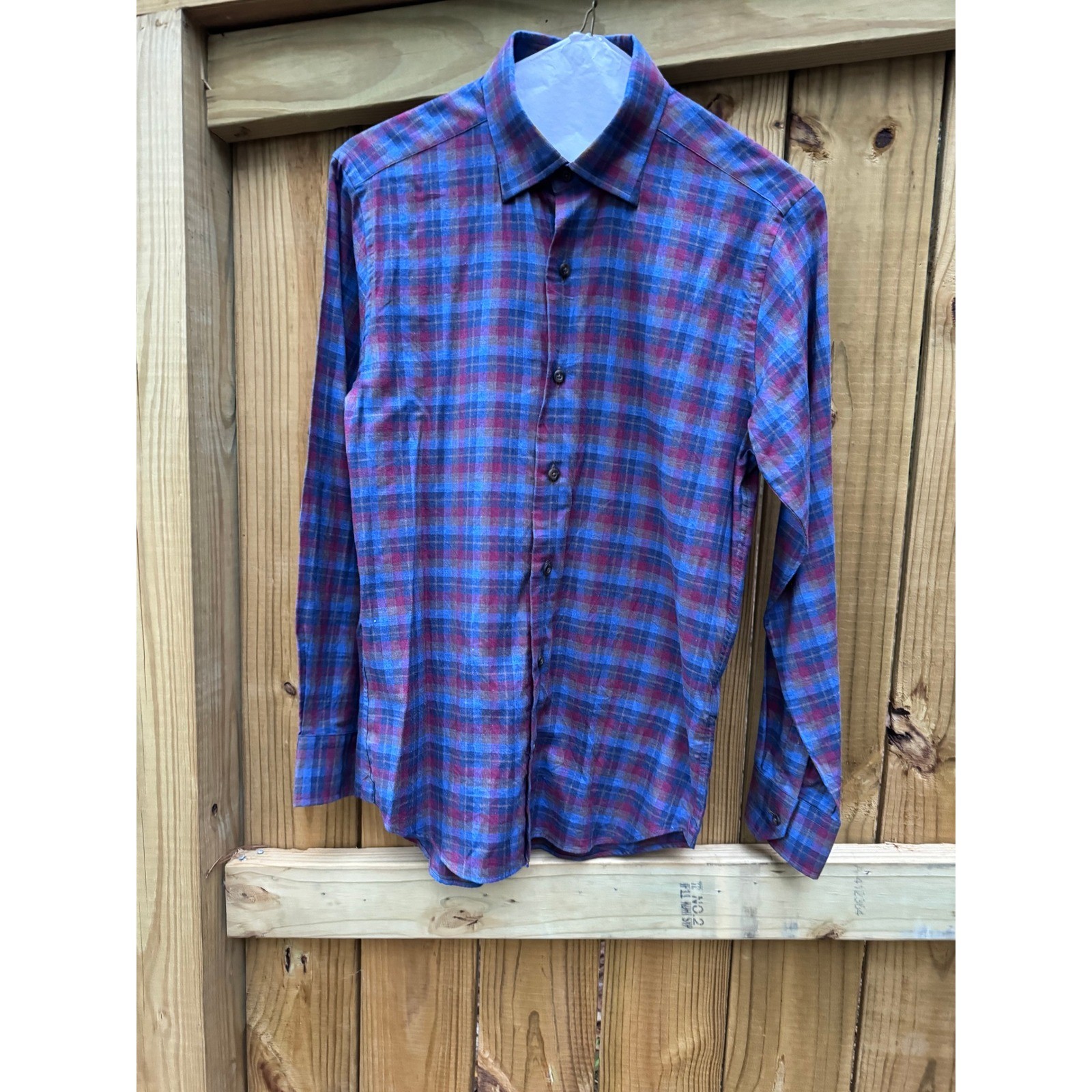 David Donahue Mens Plaid Button Down Long Sleeve Shirt, size S