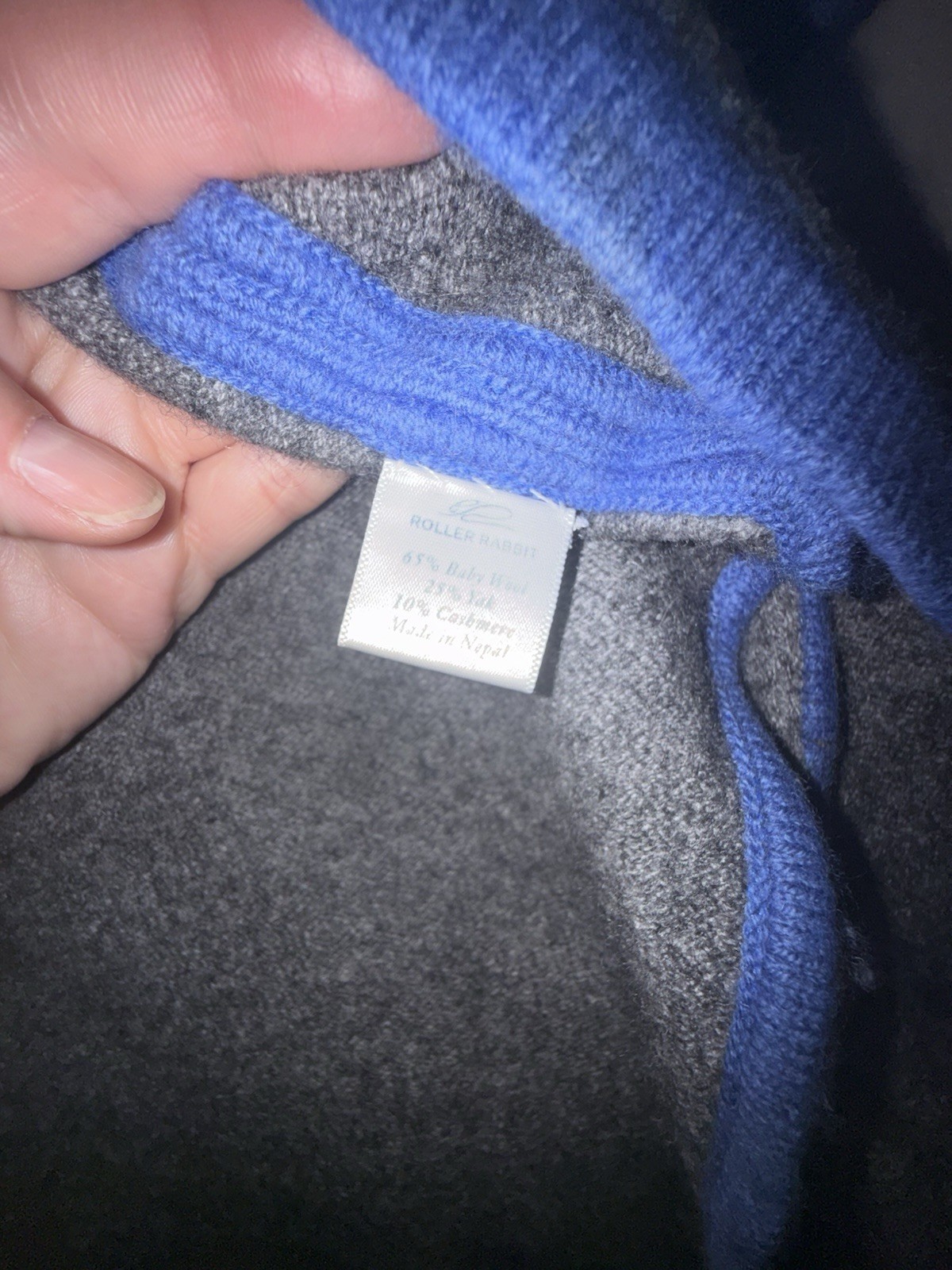 Roller Rabbit Gray/Blue Solid Knit Open Front Cardigan Sweater Juniors M