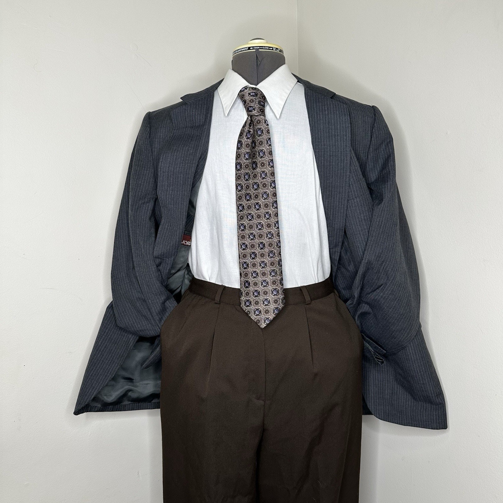 Mens 44R Blazer Gray Striped Wool 2XL 48″ Sport Coat Suit Jacket Jordache
