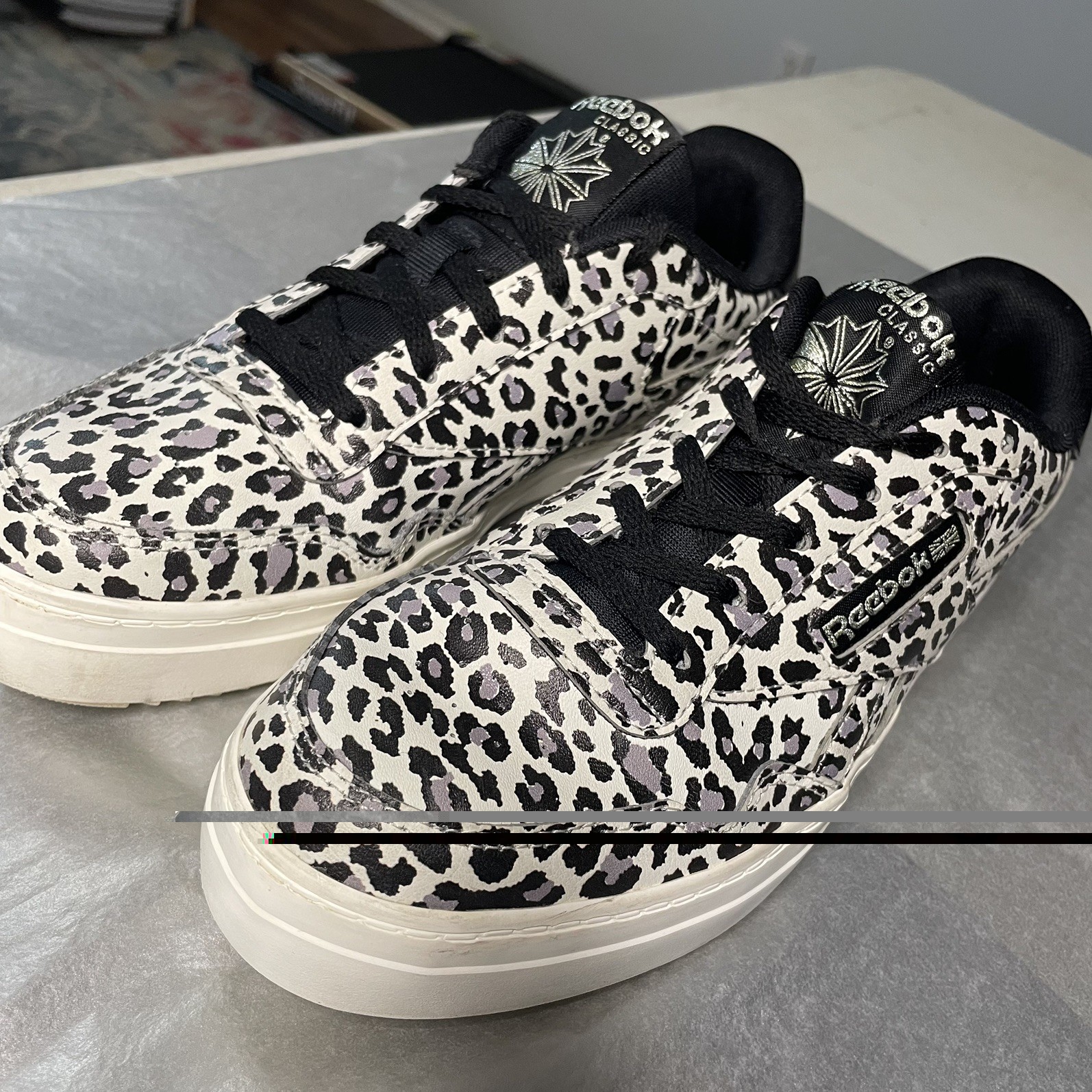 Reebok Classic Club C 85 Women’s Leopard Animal Print Low Top Lace Up Sneakers