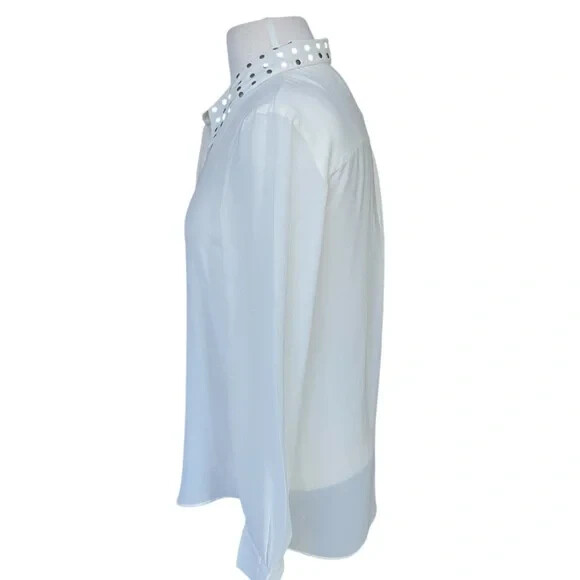 Walter Baker Blouse Sheer Ivory Embellished Beaded Collar Small Office Career