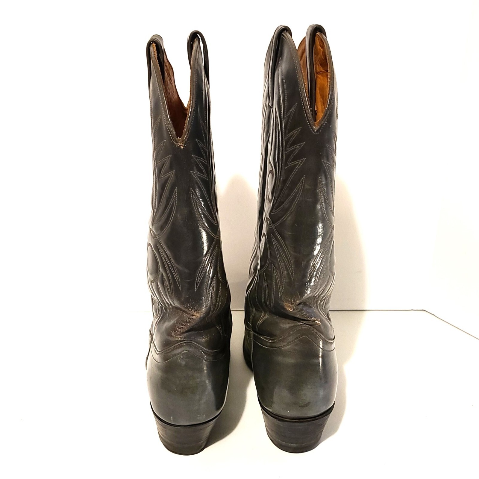 J. CHISHOLM WESTERN LEATHER COWBOY BOOTS MEN’S SIZE 9 D GRAY MADE IN USA