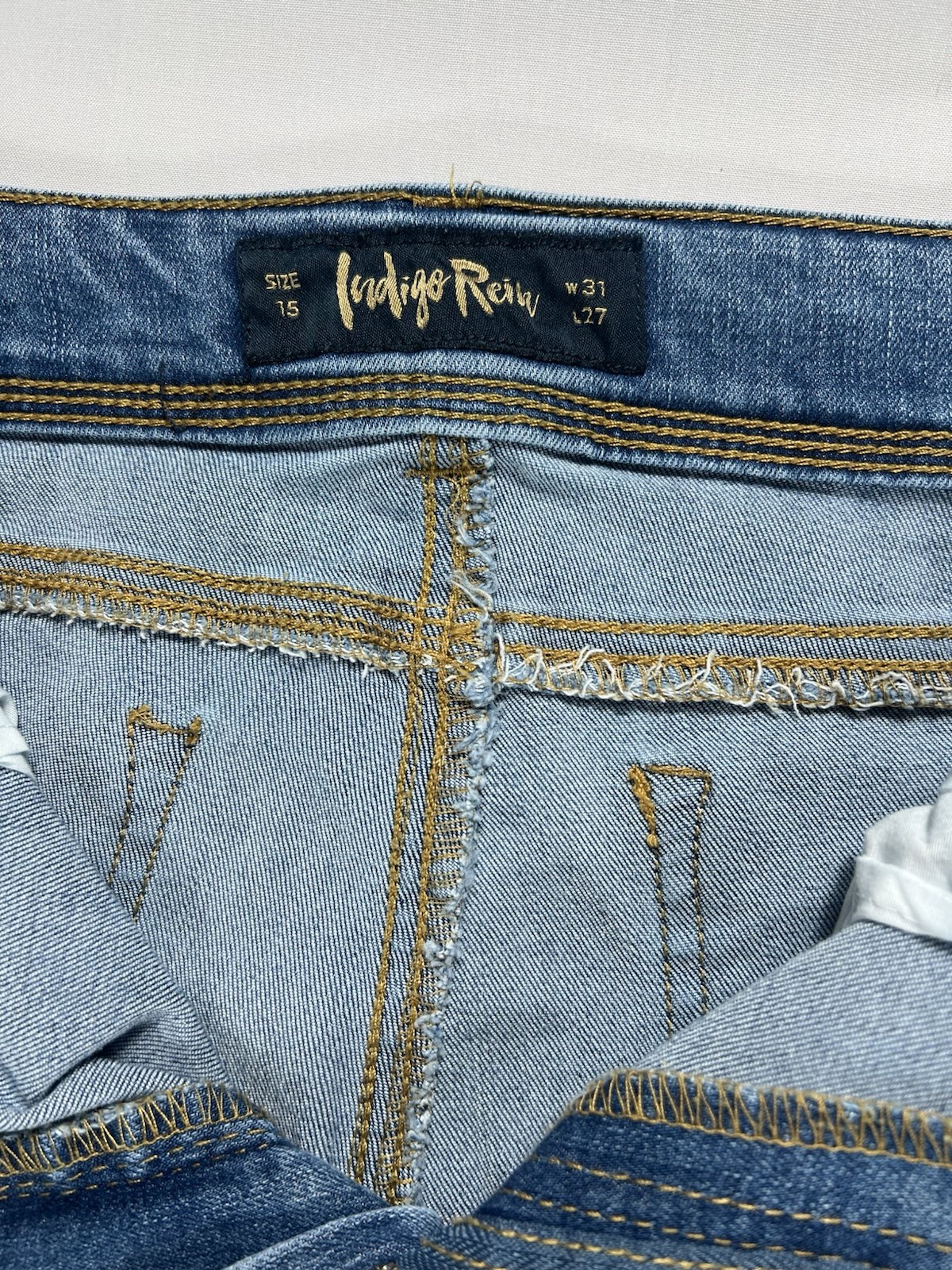 Indigo Rein Women’s Slim Fit Straight Leg Blue Denim Jeans Size 15 Pockets