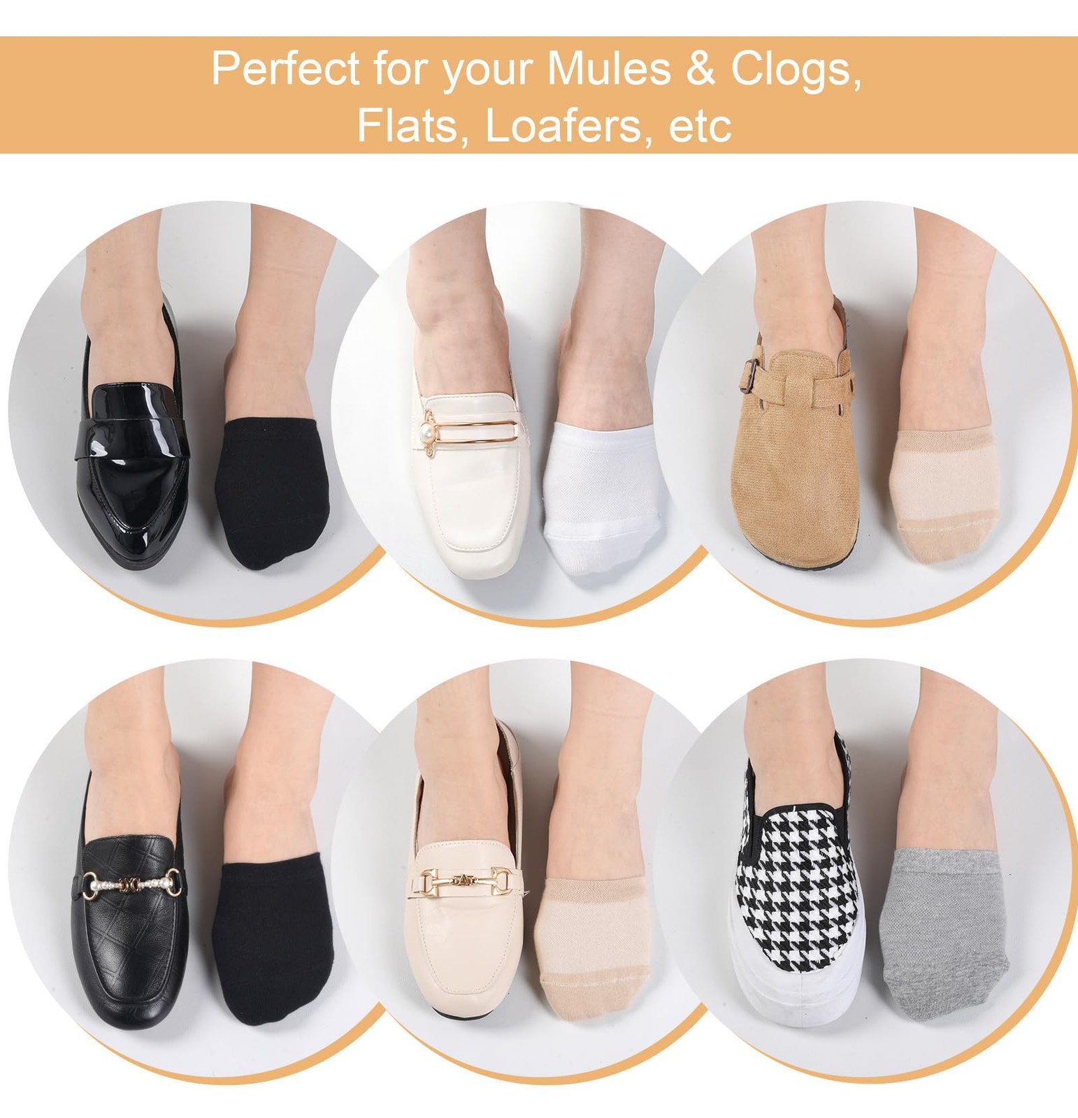 8× Invisible Toe Socks Womens for Mules Half Socks Toe Topper Covers Non-slip US