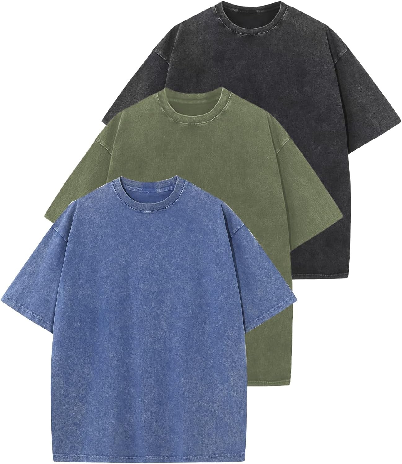 3 Pack Men’s Oversized Vintage T-Shirts – Loose Fit Casual Short Sleeve Tops