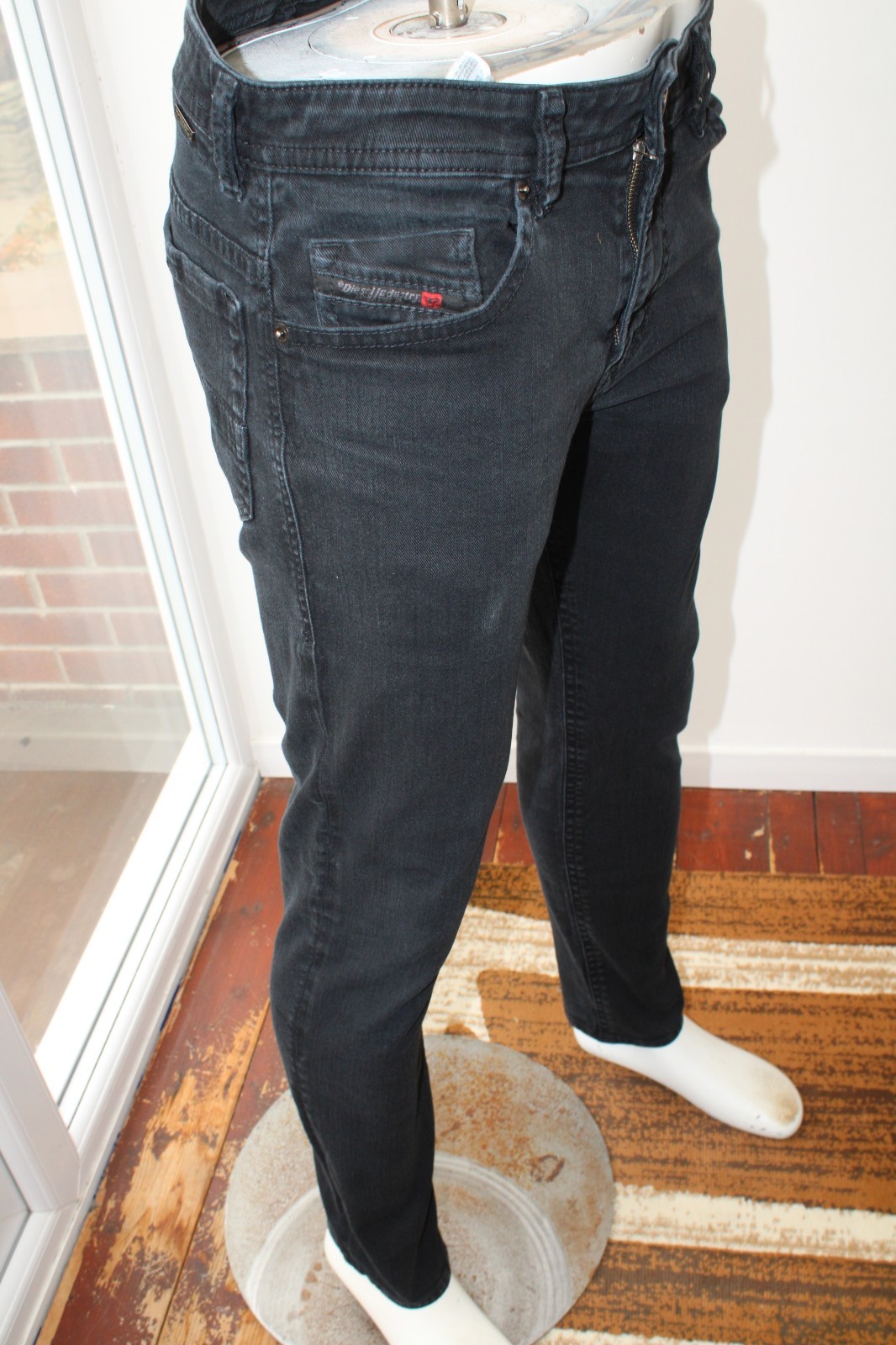 Diesel Thommer W32 L32 Jeans Black Slim Skinny Taper Stretch Tapered 32R Zip