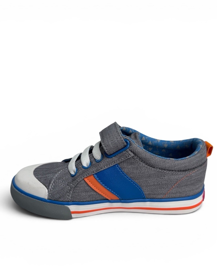NWT! See Kai Run Grey Canvas Hook&Loop Sneakers Size 12.5 Little Boy