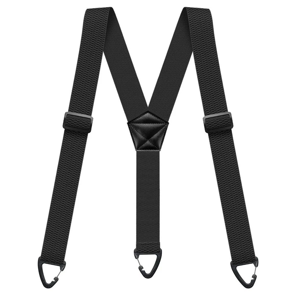 Heavy Duty Suspenders for Men Work Biker Outdoor 3.8cm Wide X-Back with 4 Snap H