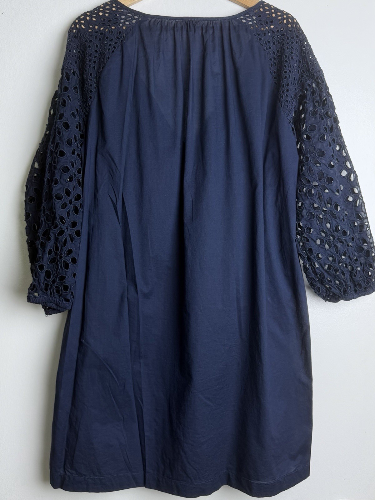 J.Crew Blue Eyelet Lace V-Neck 3/4 Sleeve Tunic Blouse Women’s XL