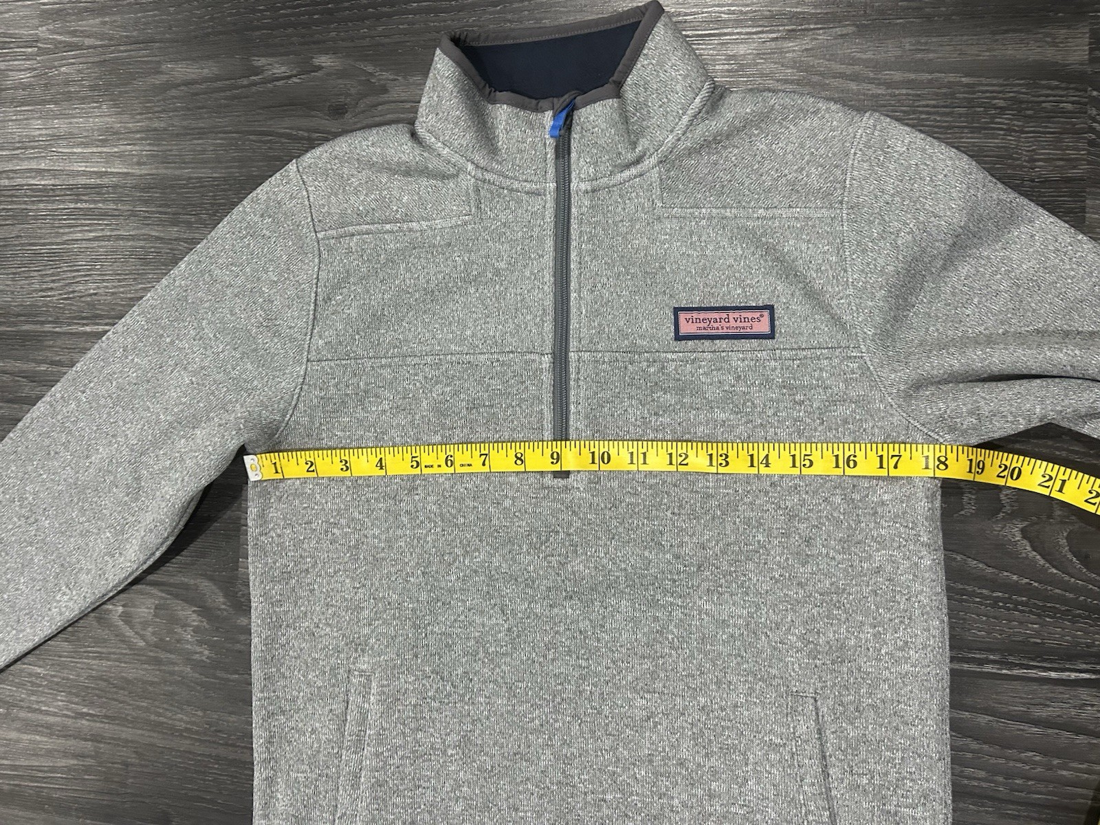 Vineyard Vines Boys L 16 Gray 1/4 Zip Fleece Pullover Sweater Jacket