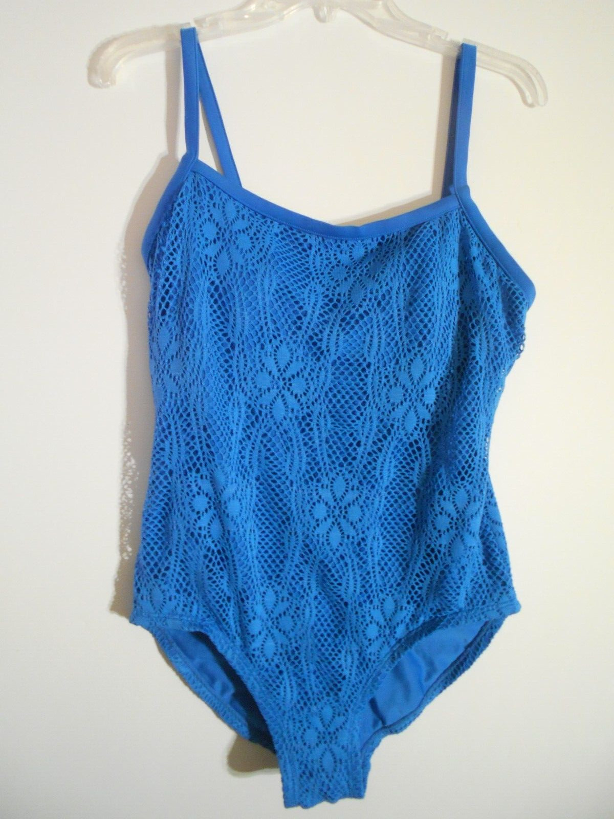 Sand N Sun 1X Turquoise Lace Top Layer Built in Bra Lined One Piece Swimsuit