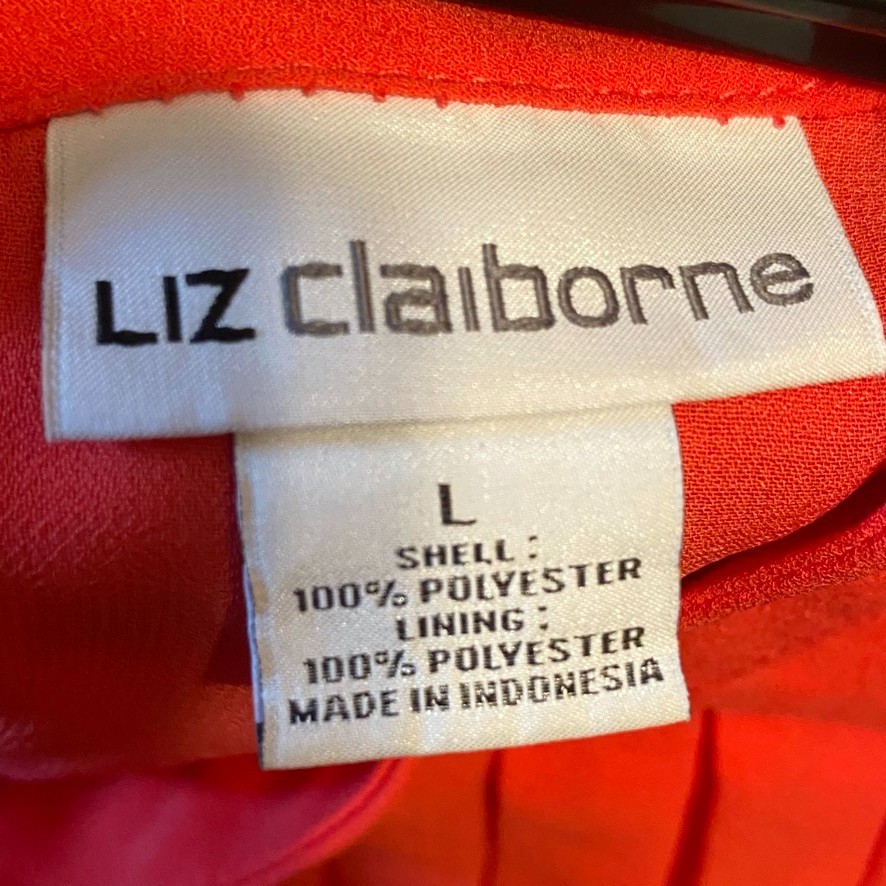Liz Claiborne Coral-Colored Pleated Sleeveless Blouse Inner Lining Size L