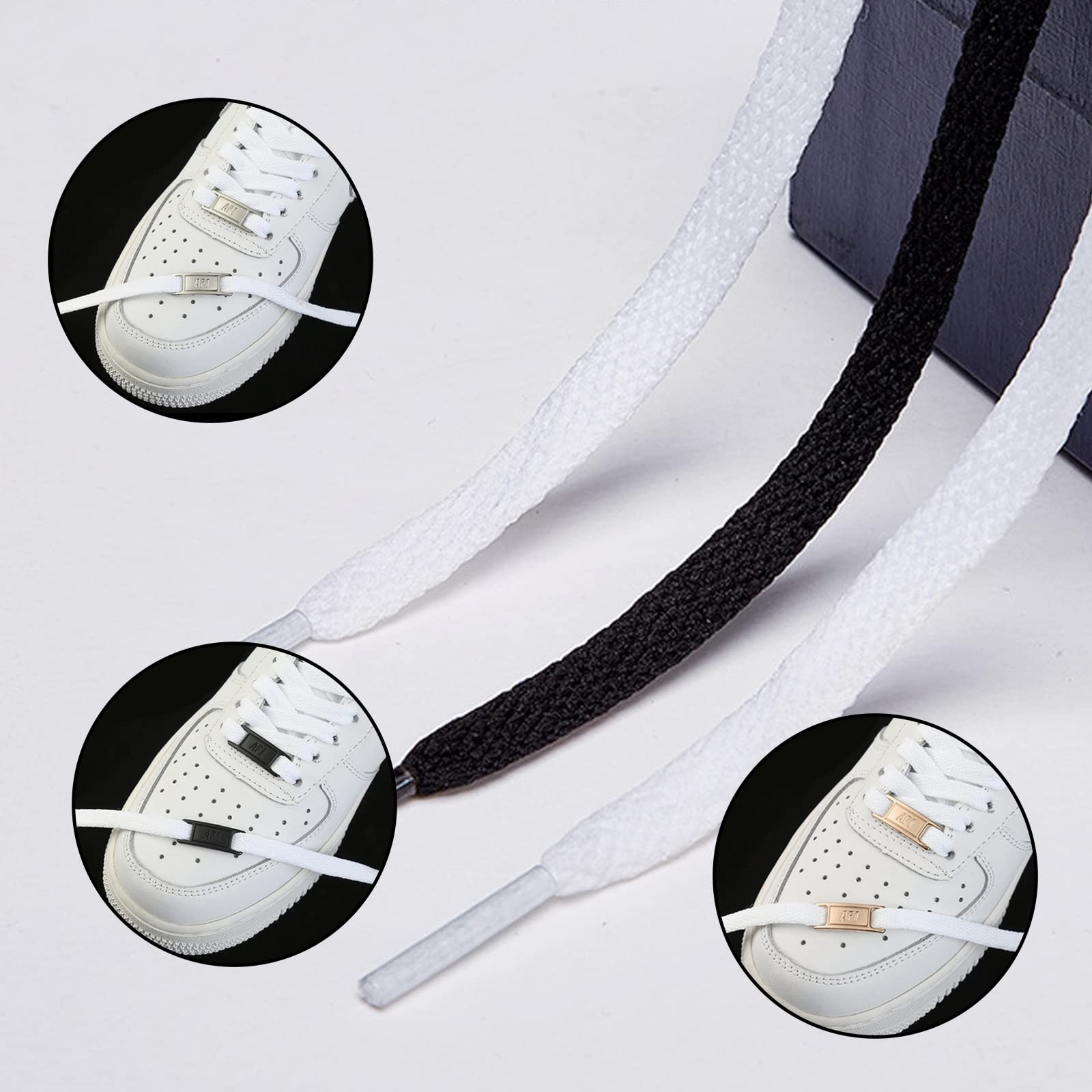 NDTEZUGT 2 Pair Flat Shoelaces 36″-72″ Length Replacement Laces 54Inch, Black