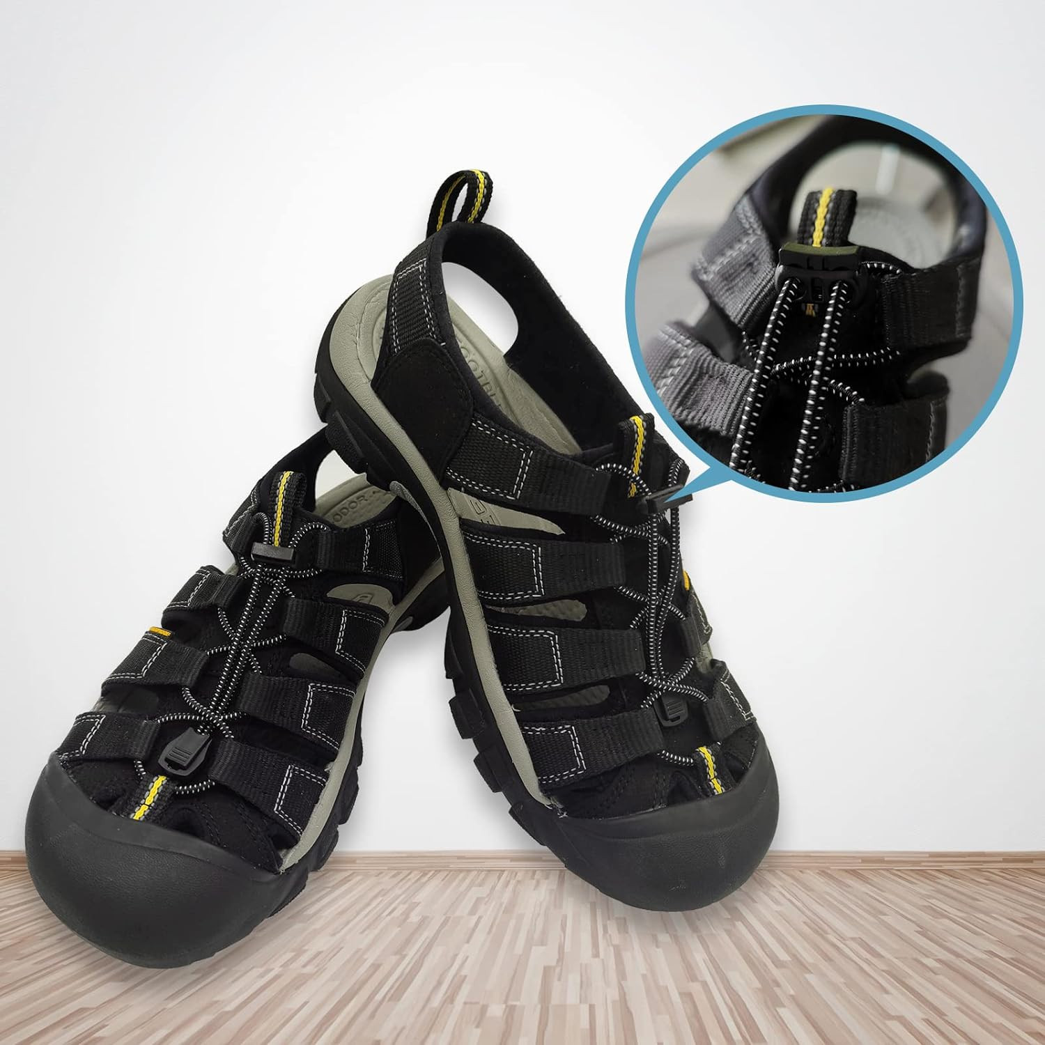 2 Pairs Elastic No Tie Shoe Laces Replacement Laces for Keen Sandal, round No Ti