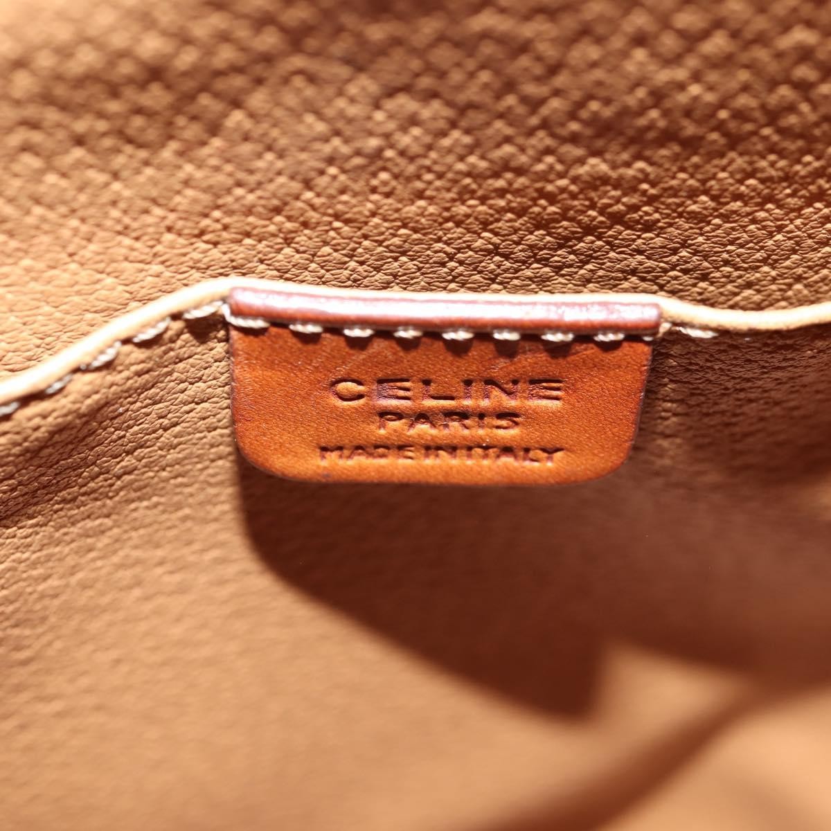 CELINE Macadam Canvas Backpack PVC Leather Brown Gold Auth 133049