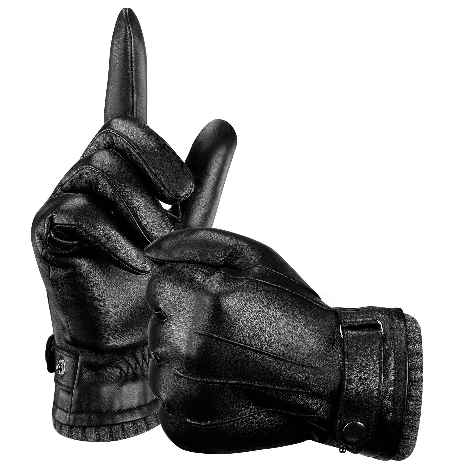 Sheepskin Leather Gloves for Men, Soft Warm Cashmere Lining Full Hand Touchsc…