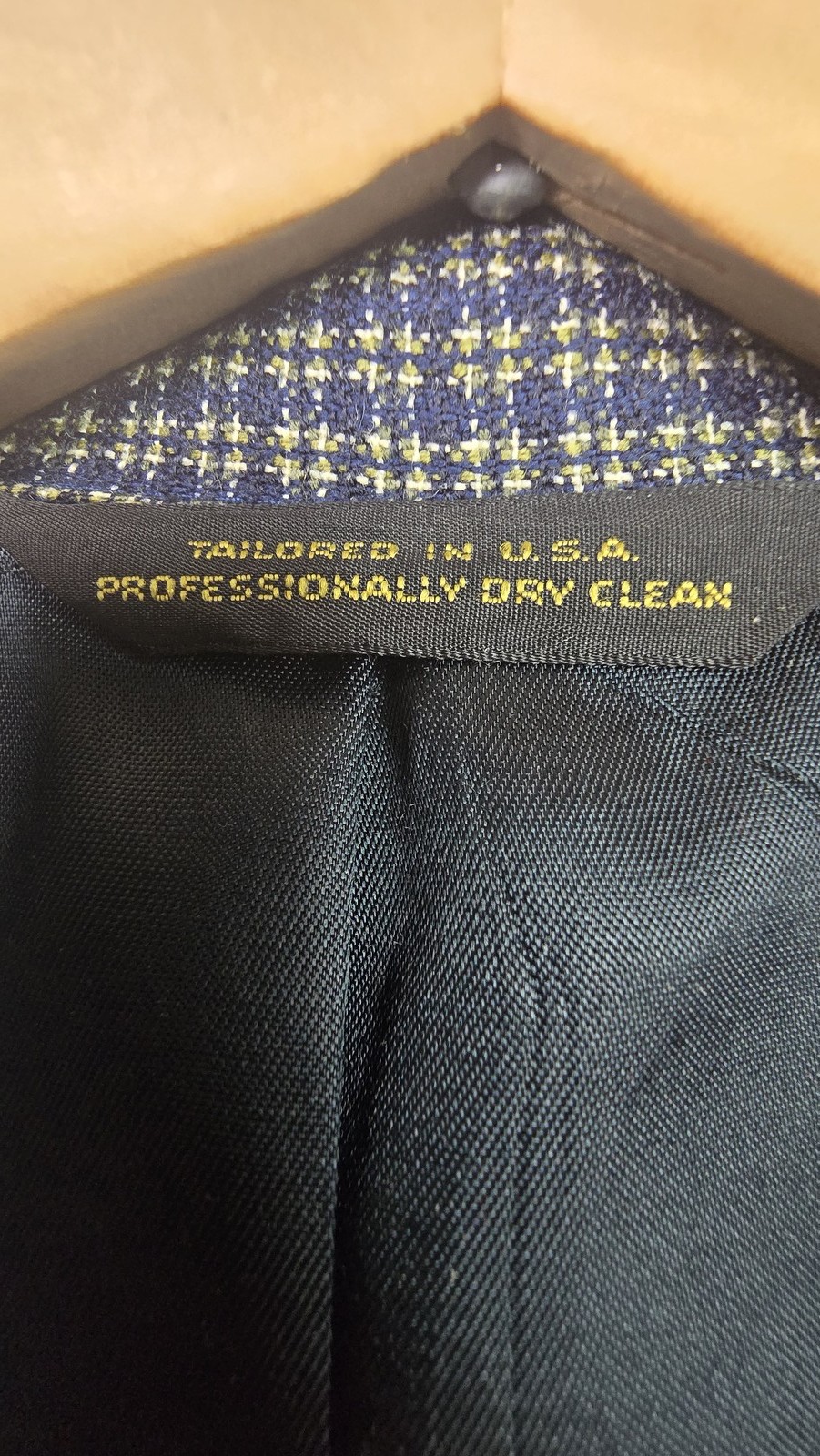 Vintage Corporate Image Suit Mens 44 Gray Blue Plaid Wool Sport Coat Pants 32×29