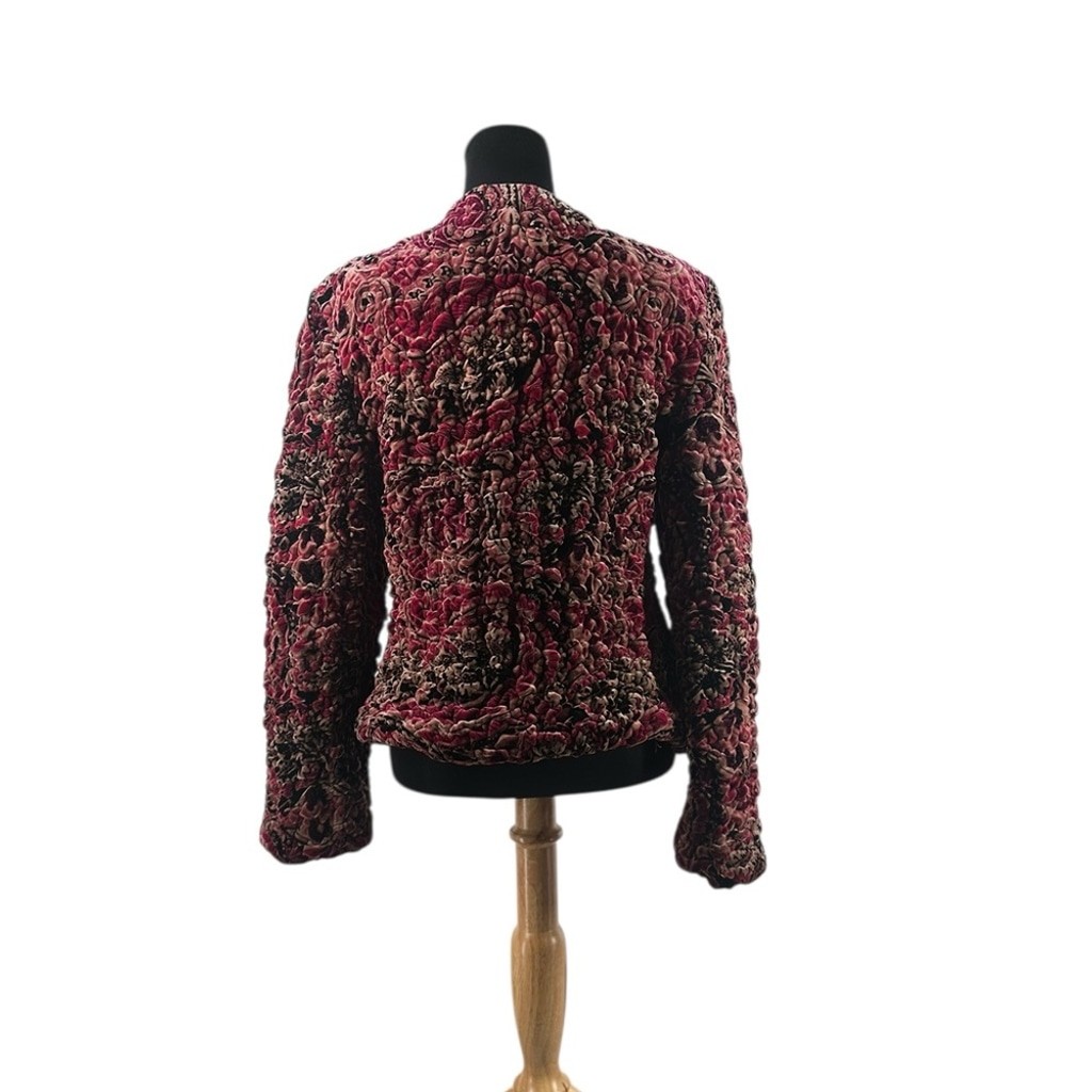 Joseph Ribkoff quilted coat floral printed zipper blazer elegant artsy sz 10