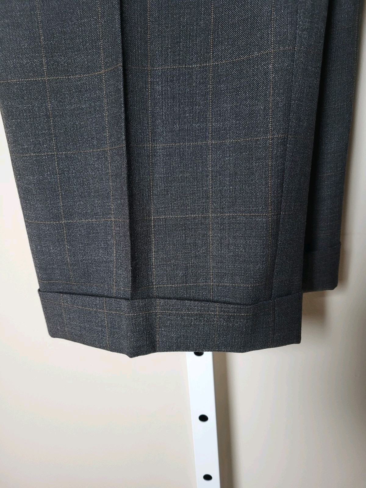 Belvest Double Breast Gray Orange Check 2pc Suit 56R 44R Jacket Blazer Pant W38