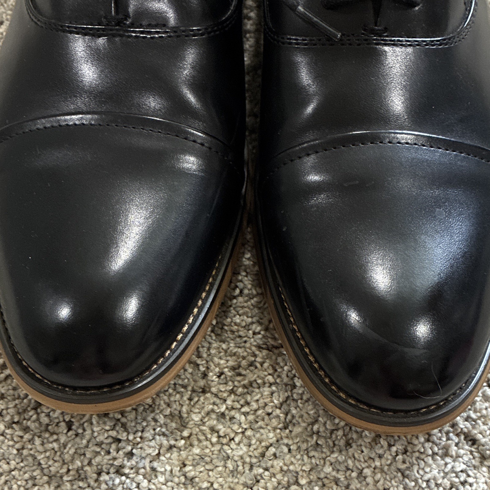 Bruno Marc Men’s Black Faux Leather Cap Toe Lace-Up Oxford Dress Shoes 10 M
