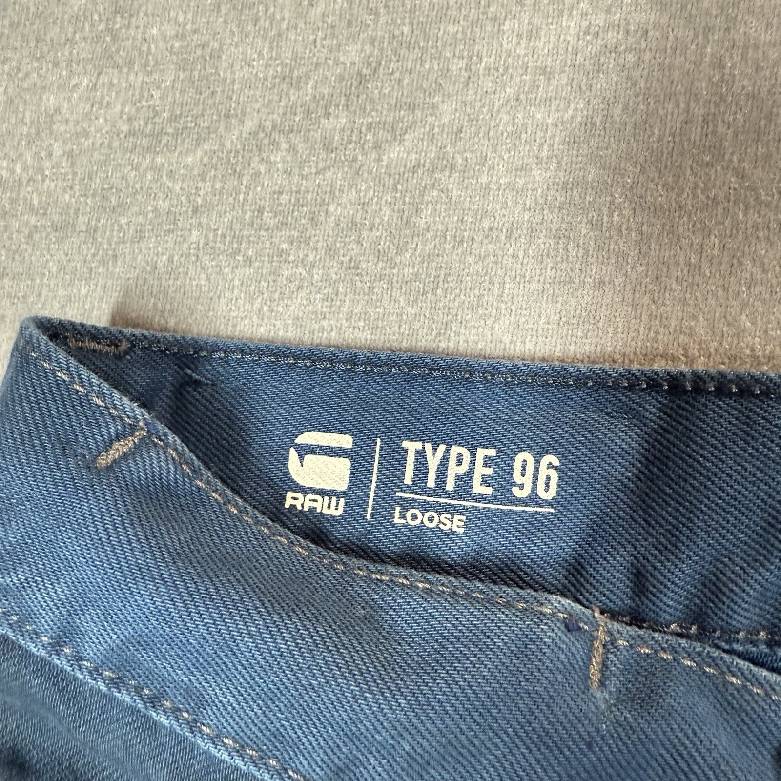 UNIQUE G Star Raw Type 96 Loose Baggy Jeans Men 36×32 Blue Dip Dyed Skater Punk