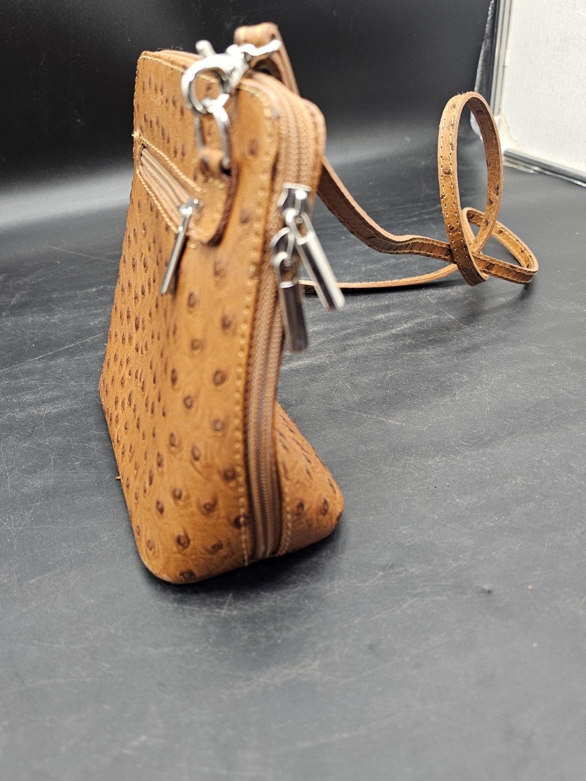Genuine Leather Borse In Pelle Small Purse Ostrich Vtg Quality Made In Italy