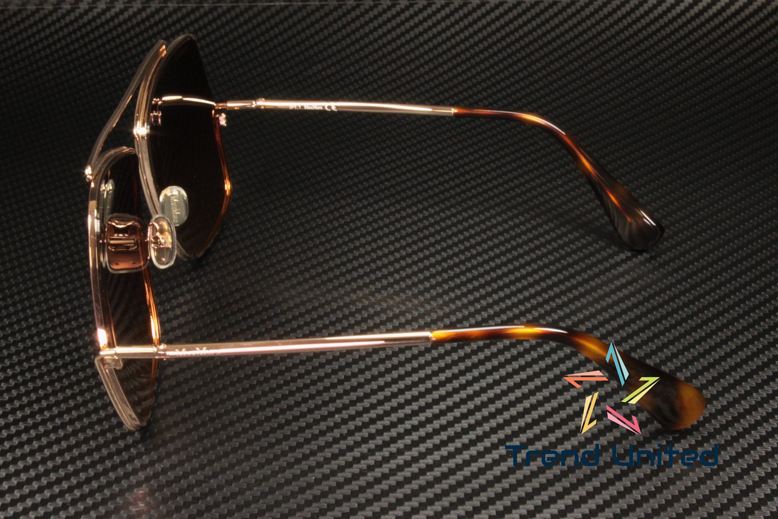 MaxMara MM0006 28F Shiny Rose Gold Gradient Brown Metal 64 mm Women’s Sunglasses