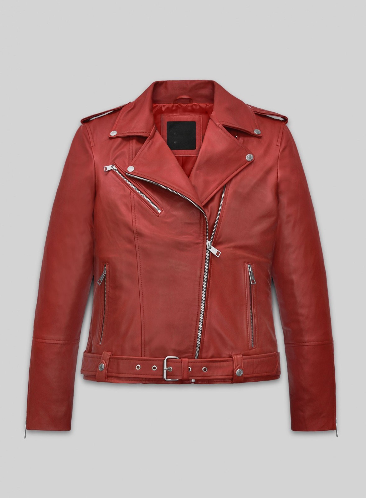 NEW Women’s Red Lambskin Leather Classic Biker Jacket Size XS S M L XL XXL 3XL