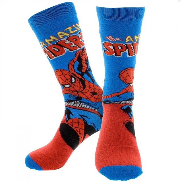 Marvel Amazing Spider-Man Retro Cartoon Character Socks 2-Pairs