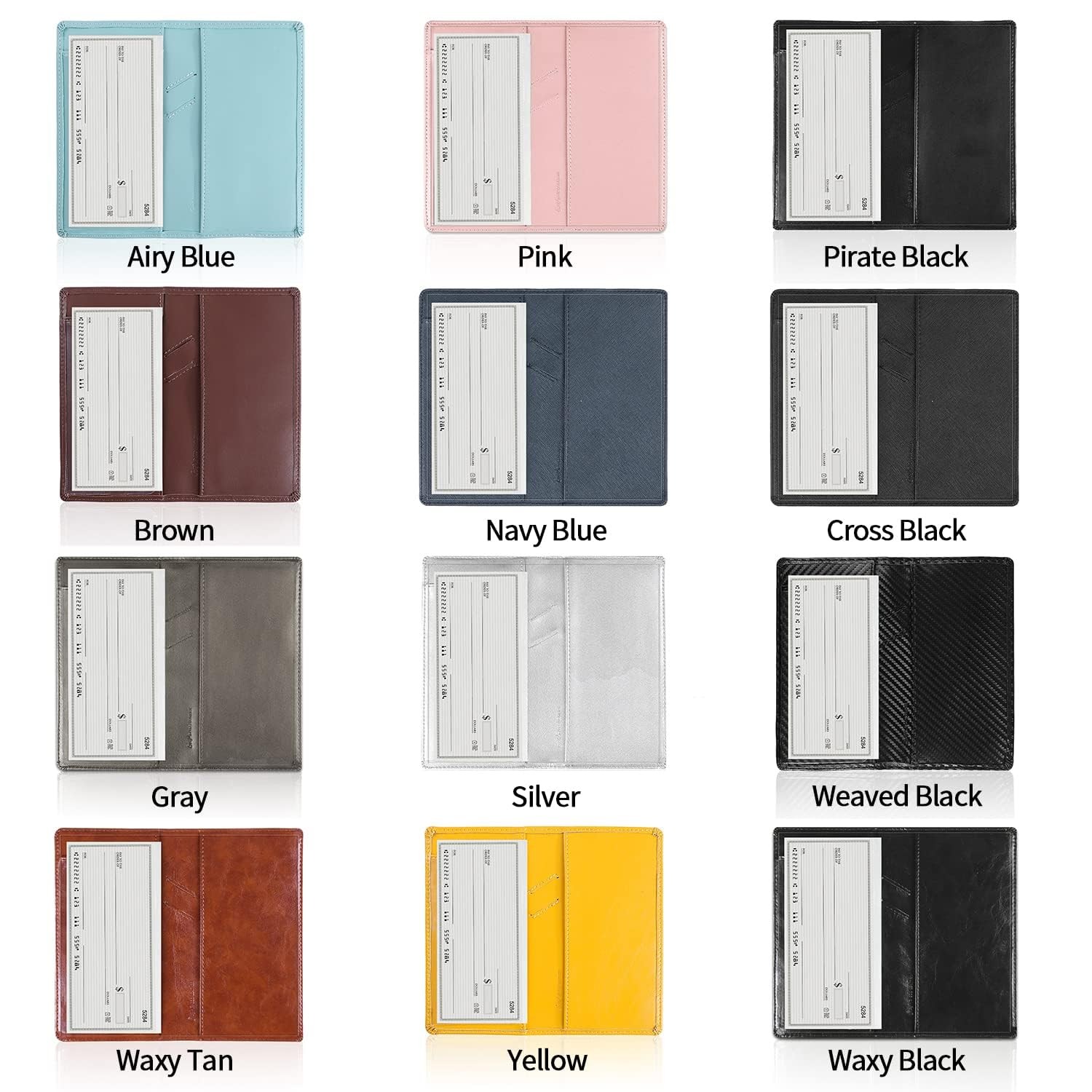 Leather Checkbook Cover: Built-In Divider, Pen Holder, RFID Blocking