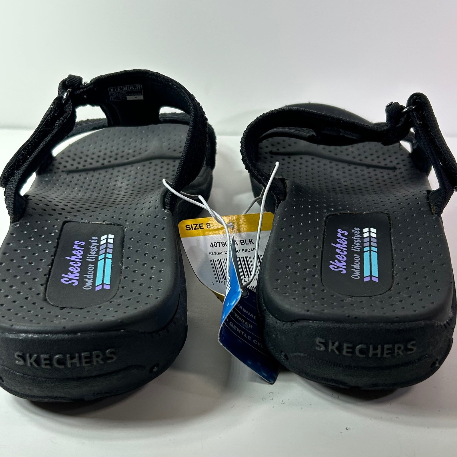 Skechers Reggae Desert Escape Black Slide Sandals Womens 8 40790SA NEW