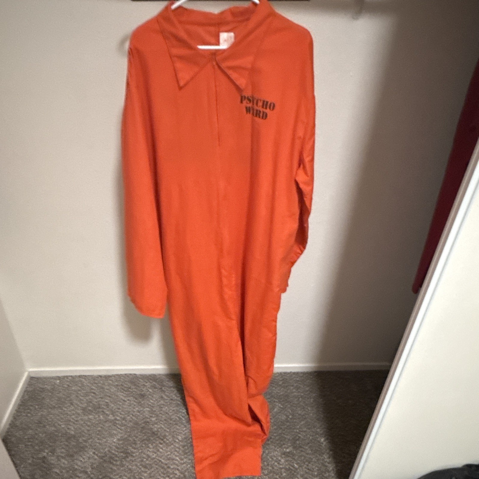 Orange Zip-Front Coveralls Jumpsuit XL Poly/Cotton Twill Prisoner Costume