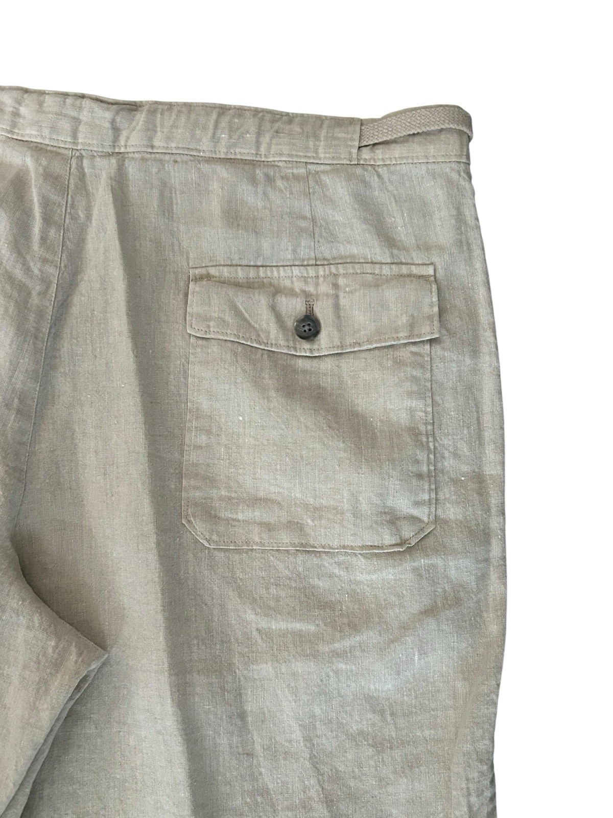 Tasso Elba 100% Linen Chino Pants Beige Semi Sheer 36×27 Coastal Lightweight