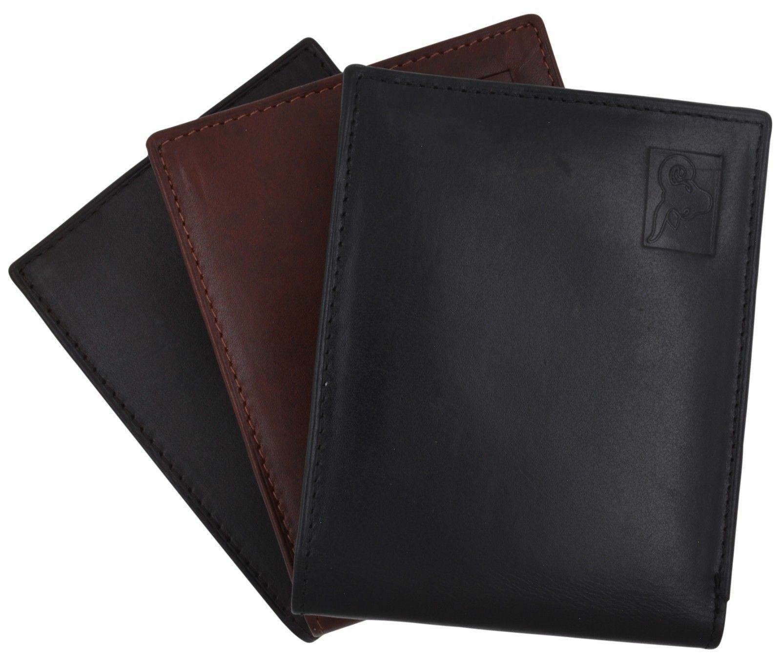 Mens Genuine Leather ID Card Holder Classic Design Slim Bifold Wallet by Cavelio