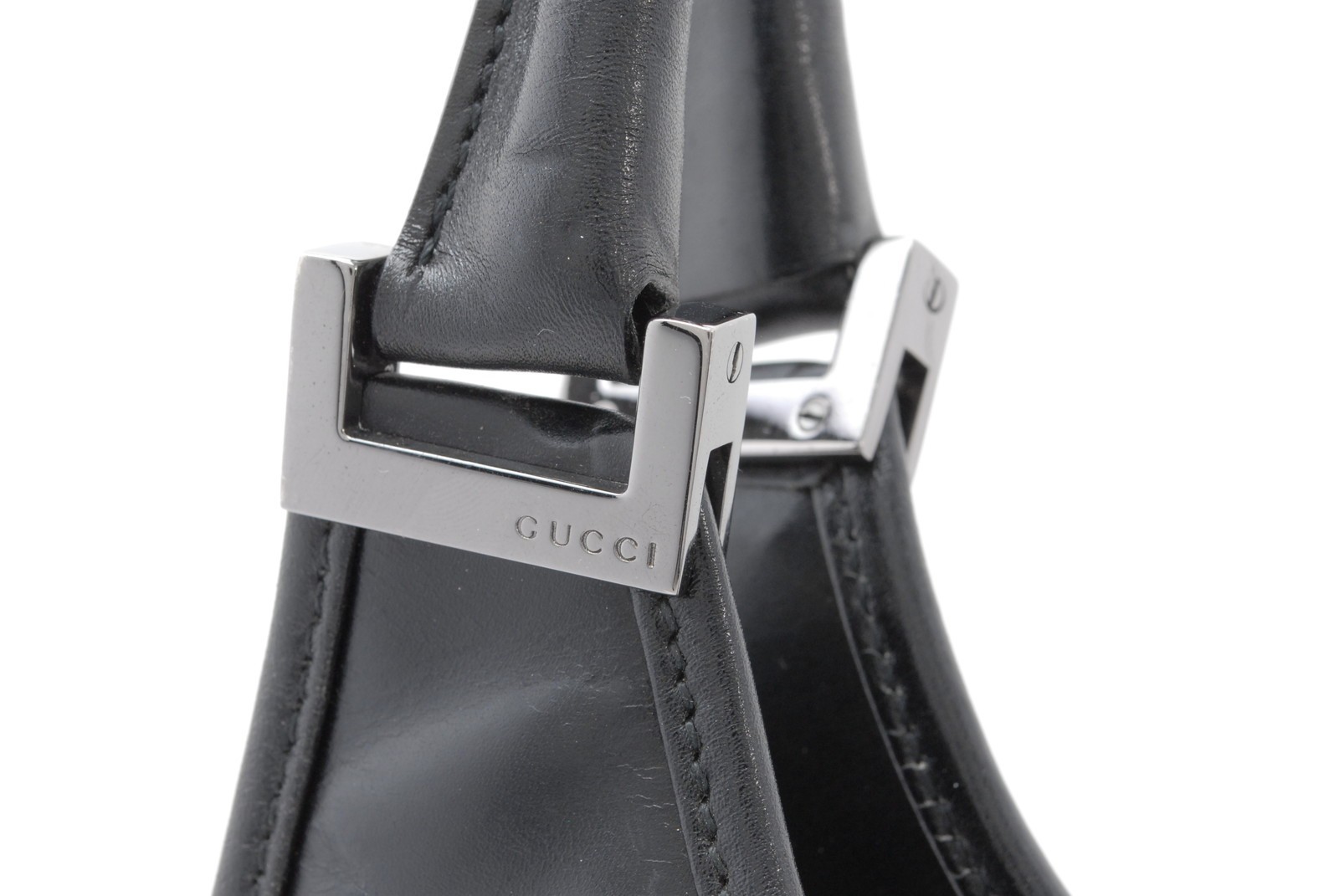 GUCCI Jackie Black Leather Hand Bag