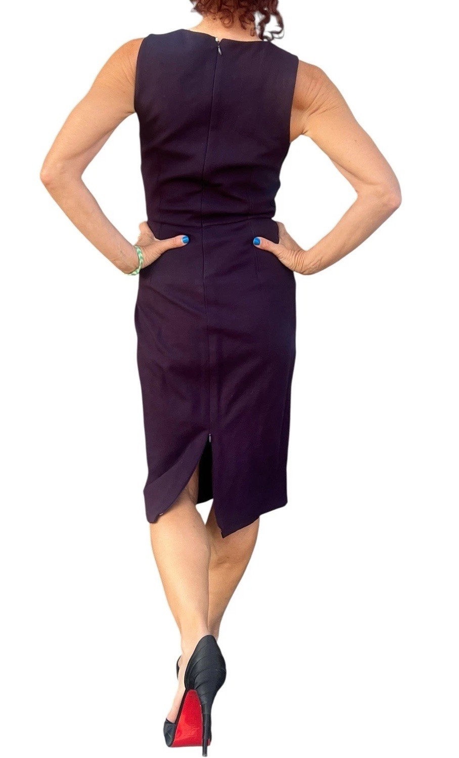 Sportmax Max Mara Sheath Dress Raisin Deep Purple Stretchy Career Wear To Work 6