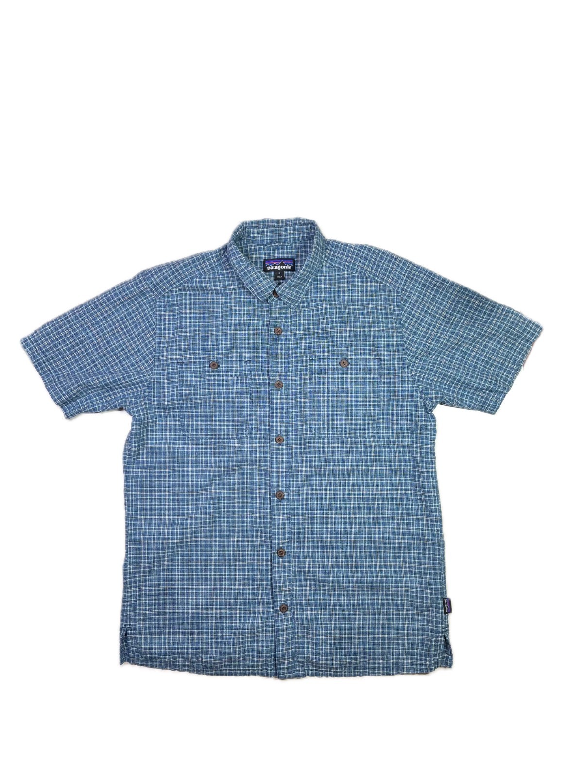 Patagonia Men’s M Blue Plaid Back Step Shirt Hemp Cotton 53139