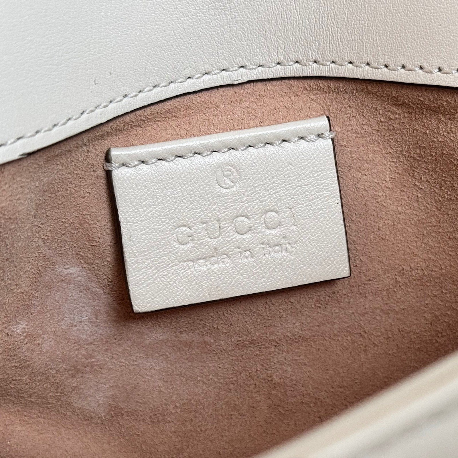 GUCCI GG Marmont 476433 Leather Chain Shoulder Bag White Crossbody with Dust Bag